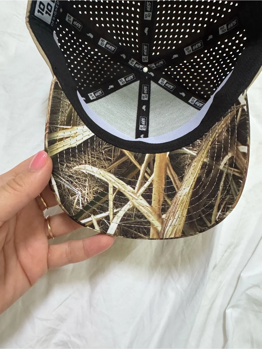 10/10 HATS Camo Snapback Cap with Orange Logo - Unisex